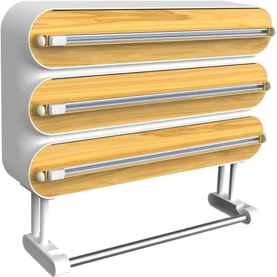 Produktbild von Küchenrollenhalter wand 4-in-1, Edelstahl und Holz, für Küche