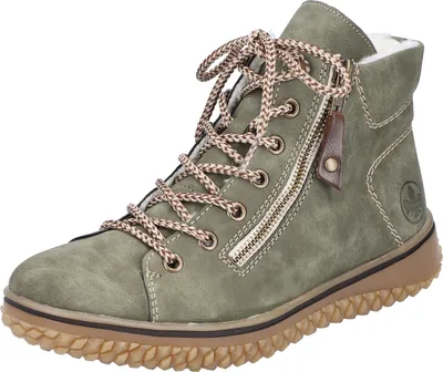 Produktbild von Rieker Damen Stiefelette Boot Hightop Schnürer Warmfutter Reißverschluss Z4200, Größe:40 EU, Farbe:Grün