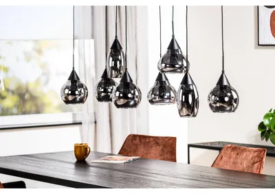 Image de Lustre suspension H340 8 lumières en verre fumé