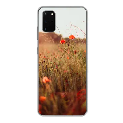 Produktbild von MuchoWow® Handyhülle Schutzhülle Hülle für Samsung Galaxy S20 Plus Sonnenuntergang - Blumen - Rot Silikon Softcase Handy Hülle - Hartschale