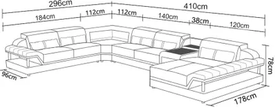 Produktbild von Designer Wohnlandschaft U-Form Couch Ecksofa Polster Garnitur Eckgarnitur Sofa