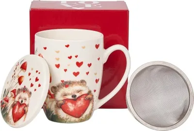 Zdjęcie produktu dla Porcelanowy kubek z sitkiem do herbaty Jeż