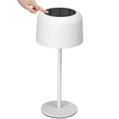 Produktbild von Aigostar LED Tischlampe Kabellos Solarladung und USB-Aufladung, Tischleuchte Touch Dimmbare, Nachttischlampe IP54 Wasserdicht ,Weiß