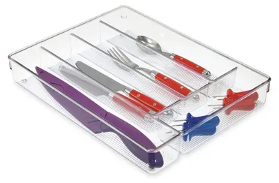 Produktbild von Omgoods – Große Besteckbox mit fünf Fächern, transparent