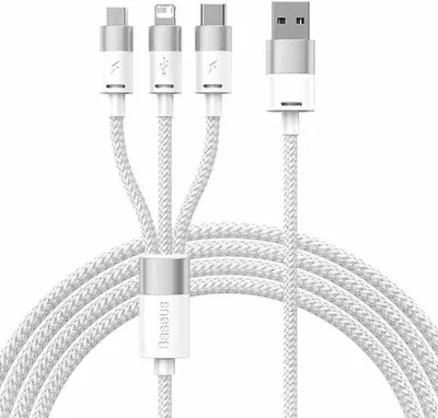 Obrázok produktu pre Baseus SUP0003349, 1,2 m, USB A, USB C/Micro USB-A/Lightning, USB 3.2 Gen 1 (3.1 Gen 1), Biela