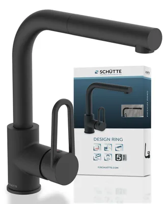 Produktbild von SCHÜTTE Küchenarmatur DESIGN RING mit Geschirrbrause, Wasserhahn Küche ausziehbar, Mischbatterie Küche, Spültischarmatur in Schwarz matt