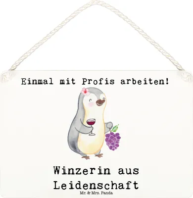 Produktbild von Mr. & Mrs. Panda holzbild Winzerin Leidenschaft DIN A6 - Weiß - Geschenk, Schild, wandtafel, Türschild, Wandbild Holz, kleine aufmerksamkeit