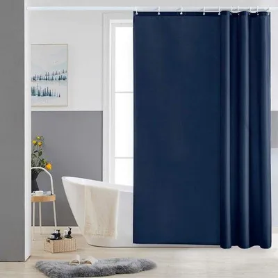 Image de Rideaux de douche en polyester résistants à la moisissure, imperméables, lavables, 150 x 180 cm, bleu marine, pour cabines de douche.