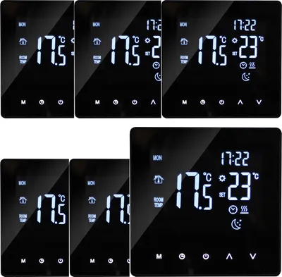 6X Digital Thermostat Raumthermostat für Warmwasserbereitung Programmierbare Temperaturregler fü Fußbodenheizung Innenthermometer Wandthermost,Schwarz