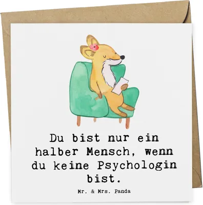 Produktbild von Mr. & Mrs. Panda Klappkarte Psychologin Herz - Weiß - Geschenk, Glückwunschkarte, doppelkarte, anlasskarte, Grußkarte, faltkarte