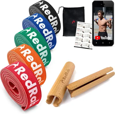 Image de Ensemble de bandes de résistance avec 5 niveaux de résistance, pour les exercices de musculation, le yoga et le Pilates