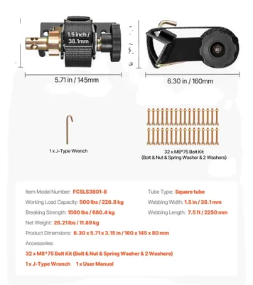 Produktbild von Leiterträgergurte, Schwerlastsicherheit, Schnelle Installation, 8 Pack