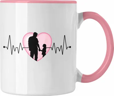 Produktbild von Trendation - Papa und Tochter Tasse Geschenk Vatertag Herzschlag Geschenk von Tochter für Vater zum Vatertag (Rosa)