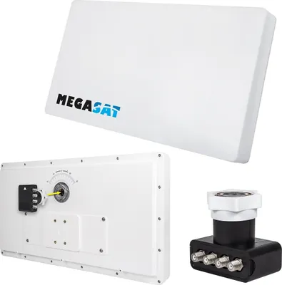 Produktbild von Megasat Flachantenne PROFI Line H30 D4 Quad inkl. Fensterhalterung neueste Generation mit besten Empfangswerten für HD und SD TV (einfache und stabile Montage)