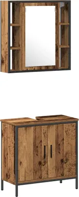 Image de Ensemble de mobilier de salle de bain avec étagère 2 pcs Marron