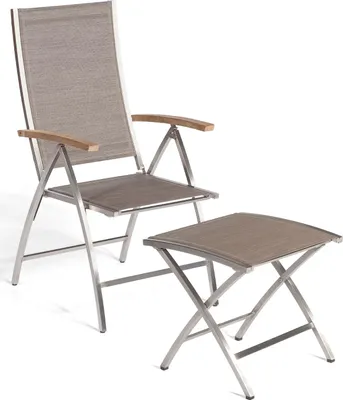 Produktbild von Sonnenpartner Paragon Klappsessel Klappstuhl mit Fußhocker Edelstahl/Textilen