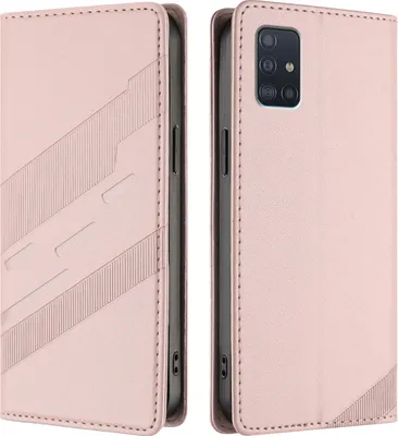 Produktbild von Hülle für Samsung Galaxy A51 5G, Kunstleder Brieftaschen Handyhülle mit Kartenfach und Standfunktion Pink