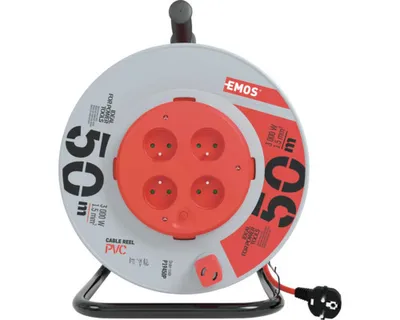 Obrázek produktu pro Prodlužovací kabel na bubnu Emos H05VV-F3G, 50m, 4 zásuvky
