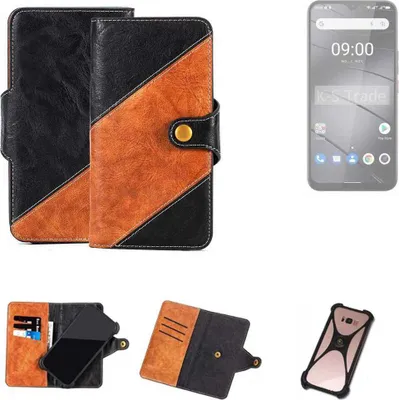 Produktbild von K-S-Trade Handyhülle Schutzhülle Bookstyle Case Wallet-Case kompatibel mit Gigaset GS5 Handy Cover Bumper Klapphülle schwarz hellbraun 1x