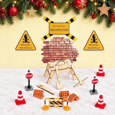 Imagen del producto de Conjunto de accesorios en miniatura para simular una obra de construcción, de 21 piezas, ideal para decoración navideña