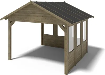 Immagine prodotto di Gazebo da giardino in legno pergola 4.04x4.04 m con pannelli - Impregnata