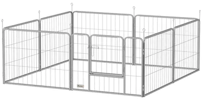 Zdjęcie produktu dla Składane klatka dla zwierząt, do użytku wewnątrz i na zewnątrz | Kolor: srebrny | Wymiary: 160x160x60 cm