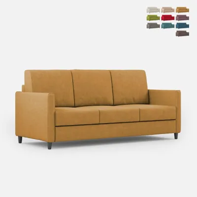 Produktbild von 3-Sitzer Design Sofa 198cm im modernen Stoff gepolstert Karay 180 - Kamel
