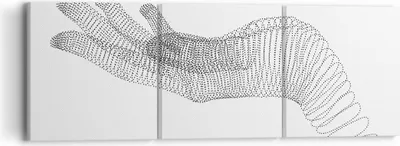 Produktbild von Bild auf Leinwand - Leinwandbild - 3 Teile - Hand Grafik weiß - 90x30cm - Wand Bild - Wanddeko - Wandbilder - Leinwanddruck - Bilder - Wanddekoration - Leinwand bilder - Wandbild - CA90x30-4427