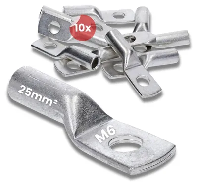 Ringkabelschuhe 25 mm² M6, 10 Stück, Kupfer, DIN 46235