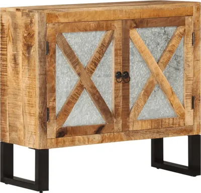 Image de Meuble de rangement exclusif - Buffet 80x30x71 cm, en bois massif de manguier et en métal