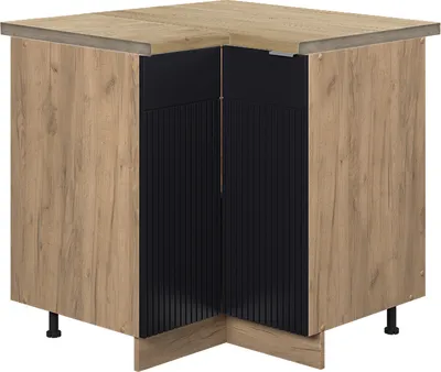 Produktbild von Eckunterschrank Vicco Fame-Line Schwarz gestreift 80.5 cm , AP Eiche, Model 50798