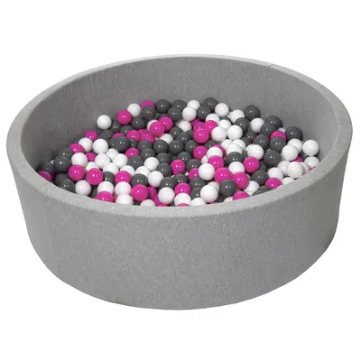 Produktbild von Bällebad für Kinder, ca. 125 cm, Spielplatz + 600 Bälle weiß, rosa, grau