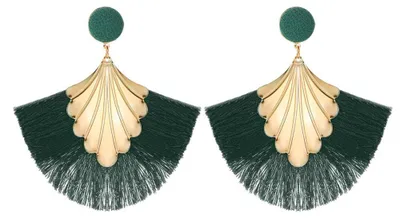 Produktbild von QKEPCY Ohrringe Damen Lange Quaste Fächer Ohrringe Quaste Tropfen Ohrringe Boho