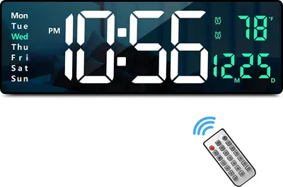 Produktbild von ANTCOOL 16,2 Zoll (ca. 41,6 cm) große Wanduhr, moderne LED-Digitaluhr mit Fernbedienung zur Wohnzimmerdekoration, automatische Helligkeitsdimmuhr mit Datum, Wochentemperatur