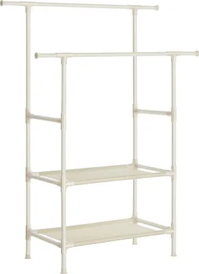 Produktbild von Songmics Kleiderständer Metall mit 2 Stangen und 2 Ablagen Weiss