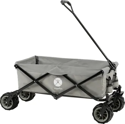 Produktbild von Miweba Faltbarer Bollerwagen MB-30 - 120 Kg Traglast -Ziehstange - Klappbar - Handwagen faltbar - Breite Reifen - Gartenwagen - (Grau)