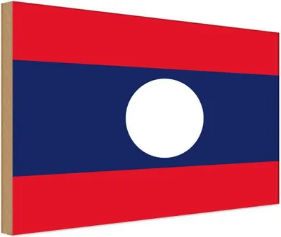 Produktbild von vianmo Holzschild 30x40 cm Laos Flagge Fahne Wappen