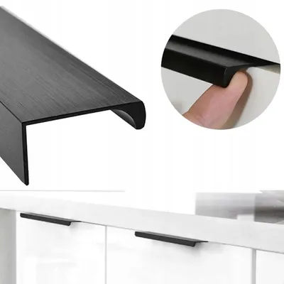Produktbild von AFLOS Möbelgriff Kantenreling Schwarz Matt 80mm