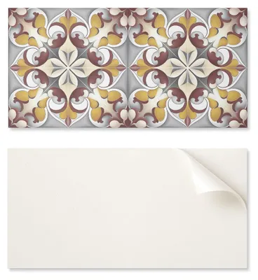 Image de Plaque adhésive imprimée, idéale pour la cuisine, dimensions 100 x 50 cm, motif floral en mosaïque