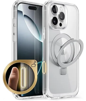 Produktbild von Schutzhülle für iPhone 16 Pro Max 6.9'' mit Ringständer & MagSafe, Transparent, Militärschutz