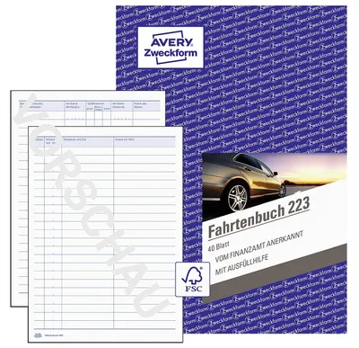 Image de AVERY ZWECKFORM Fahrtenbuch 40 Blatt A5, 223 10 Stück Verkaufseinheit 663247 4004182002230
