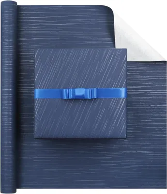 Image de Papier d'emballage rayé, bleu foncé, 43 x 300 cm, pour cadeaux