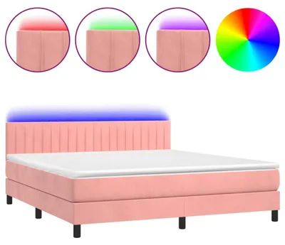 Produktbild von vidaXL Boxspringbett mit Matratze & LED Rosa 180x200 cm Samt