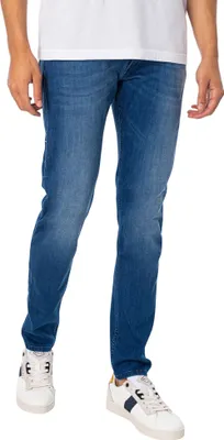 Produktbild von Replay Anbass Power Stretch 34L Herren Schmal Geschnittene Denim In Indigo – Indigo / 30 / 32