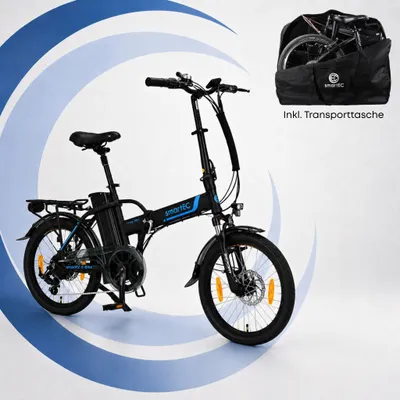 Produktbild von 20 Zoll E-Faltrad Camp-20H Pedelec Schwarz mit Transporttasche smartEC