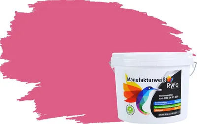 Produktbild von RyFo Colors Bunte Wandfarbe Manufakturweiß Pink 3l - weitere Violett Farbtöne und Größen erhältlich, Deckkraft Klasse 1, Nassabrieb Klasse 1