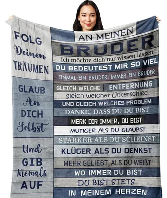 Productafbeelding van Broer, cadeau deken, 150 x 130 cm, flanellen microvezel met tekst