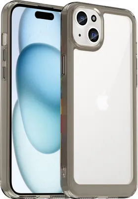 Produktbild von iPhone 15 Hülle, Klar Rückseite Stoßfeste TPU Silikon Bumper Schutzhülle für iPhone 15 Grau