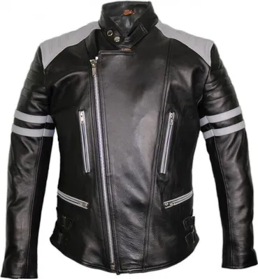 Produktbild von Herren Retro Motorrad Lederjacke in schwarz / grau(M)