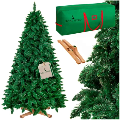Produktbild von Royal Trees® Weihnachtsbaum künstlich 220 cm Waldkiefer mit dicht 817 Spitzen | Deluxe Tannenbaum wie echt inkl. Holzständer & Aufbewahrungstasche